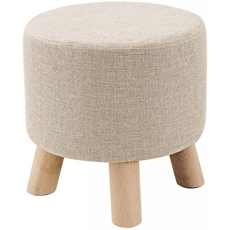 Round Fabric Footstool Ottoman Padded Chair