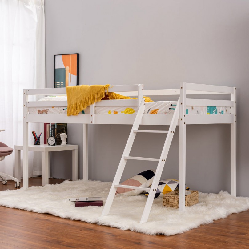 Mid Sleeper Bunk Bed 3FT Single Bed Frame Wood Cabin Bed, for Kids Mid Sleeper Bunk Bed 3FT Single Bed Frame Wood Cabin Bed, for Kids - Custom Alt by Opencart SEO Pack PRO