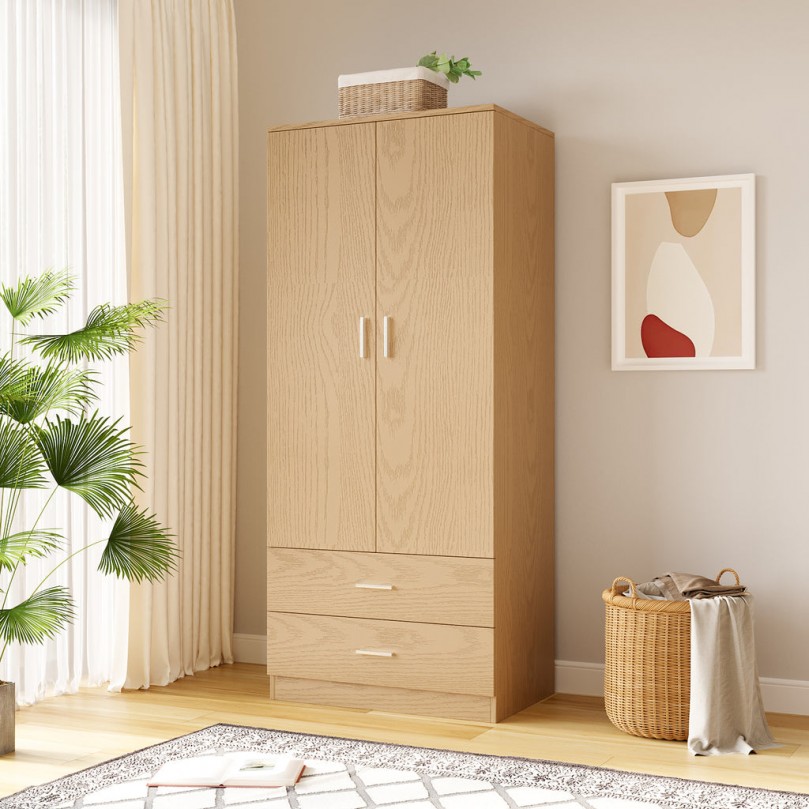 2 door wardrobe with outlet 2 hanging rails