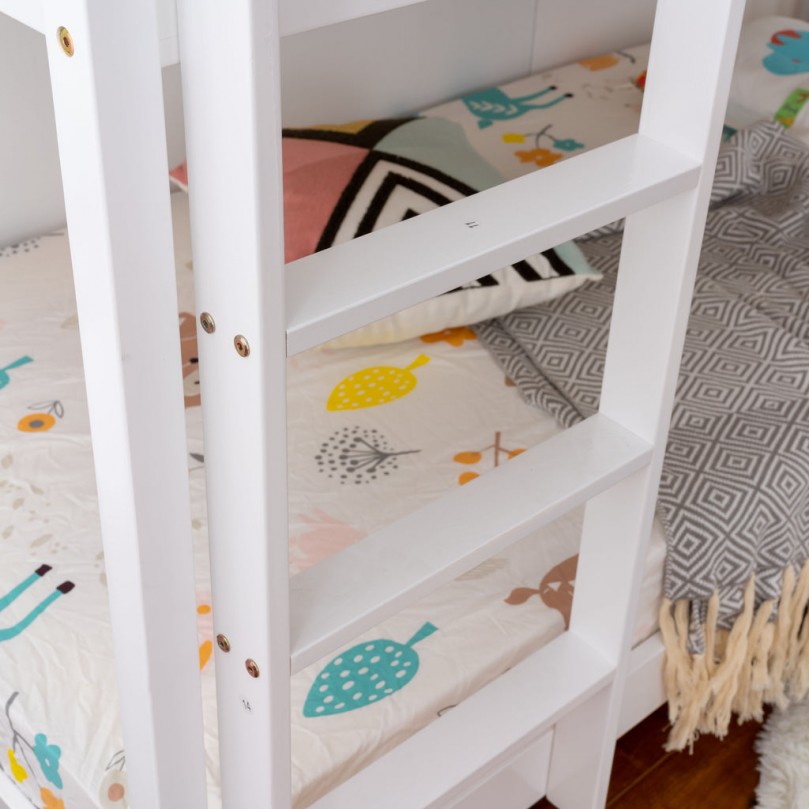 3FT Single Bunk Bed White Solid Pine Wood Bunky Bed for Kids 3FT Single Bunk Bed White Solid Pine Wood Bunky Bed for Kids