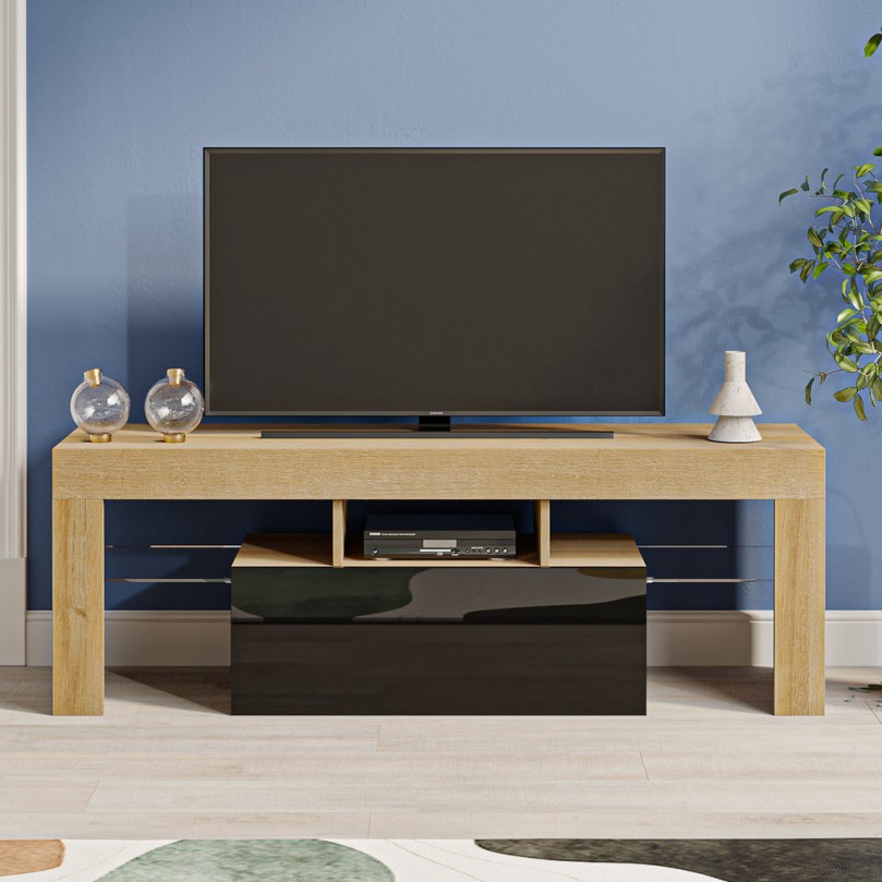 52inch TV Stand Cabinets With Two Glass Shelves One Drawer Storage Sideboard - Custom Alt by Opencart SEO Pack PRO