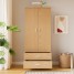 2 Door 2 Drawer Wardrobe with Hanging Rail Wooden Clothes Organizer Storage Cupboards Unit for Bedroom Furniture W 76.8 * D 50 * H 180cm - Custom Alt by Opencart SEO Pack PRO