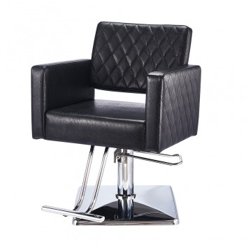 Barber Chair Hydraulic Pump PU Leather Barber Salon Chair With Pedal Square Chassis For Barber Shop, Salon Furniture