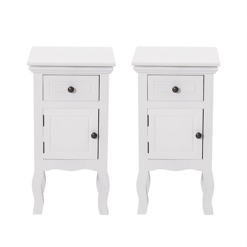 Swayam Wooden Bedside Table with One Drawer