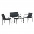 Garden Furniture Set 4 Piece Outdoor Set Tempered Glass Top Coffee Table Chairs with Steel Frame Conversation Balcony Backyard Patio