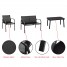 Garden Furniture Set 4 Piece Outdoor Set Tempered Glass Top Coffee Table Chairs with Steel Frame Conversation Balcony Backyard Patio