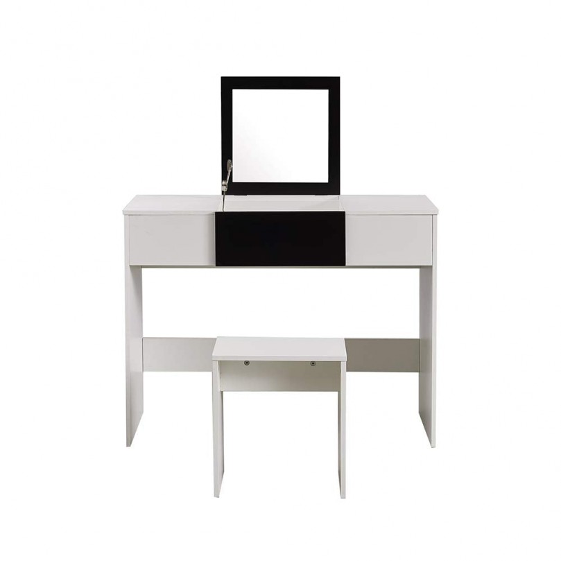 Modern Dressing Table Set with Flip-up Mirror Wood Makeup Table Vanity Console Dresser with Stool Bedroom Furniture Girls Gift Modern Dressing Table Set with Flip-up Mirror Wood Makeup Table Vanity Console Dresser with Stool Bedroom Furniture Girls Gift