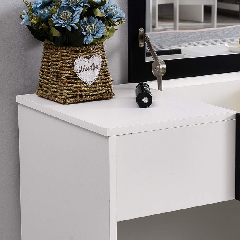Modern Dressing Table Set with Flip-up Mirror Wood Makeup Table Vanity Console Dresser with Stool Bedroom Furniture Girls Gift Modern Dressing Table Set with Flip-up Mirror Wood Makeup Table Vanity Console Dresser with Stool Bedroom Furniture Girls Gift