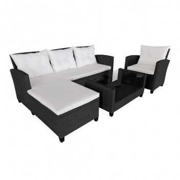 Rattan Furniture Set 5 Seater Lounge Wicker Weave L-Shaped Corner Sofa Set with Coffee Table Single Chair Bench Garden Conservatory Outdoor Patio