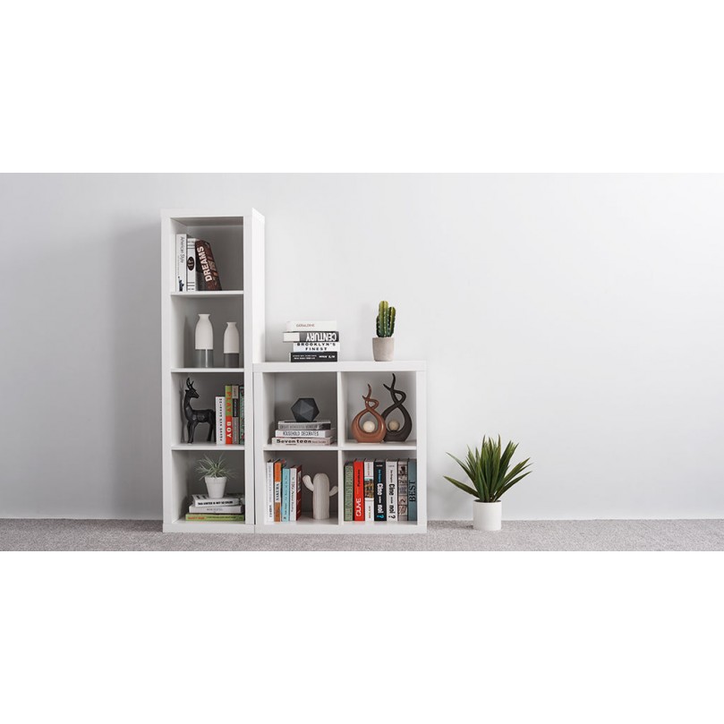 4-Tier White Bookcase Wooden - Custom Alt by Opencart SEO Pack PRO