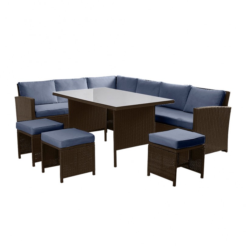 Rattan Outdoor Garden Furniture Set 9 Seater Outdoor Corner Lounge Sofa Set Coffee Dining Table Stool Bench Conservatory Patio Rattan Outdoor Garden Furniture Set 9 Seater Outdoor Corner Lounge Sofa Set Coffee Dining Table Stool Bench Conservatory Patio