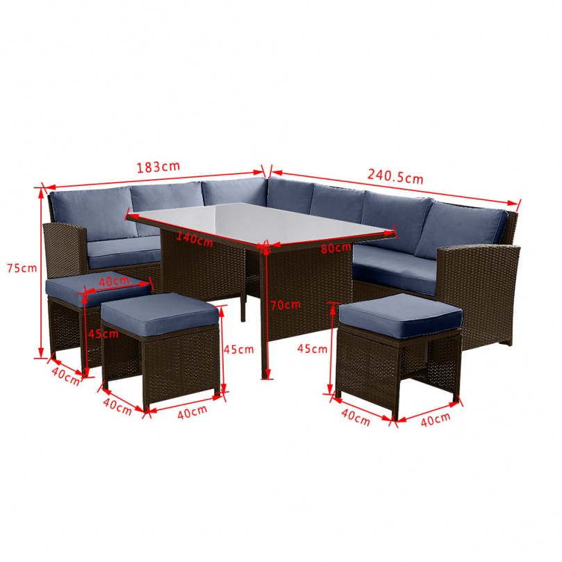 Rattan Outdoor Garden Furniture Set 9 Seater Outdoor Corner Lounge Sofa Set Coffee Dining Table Stool Bench Conservatory Patio Rattan Outdoor Garden Furniture Set 9 Seater Outdoor Corner Lounge Sofa Set Coffee Dining Table Stool Bench Conservatory Patio