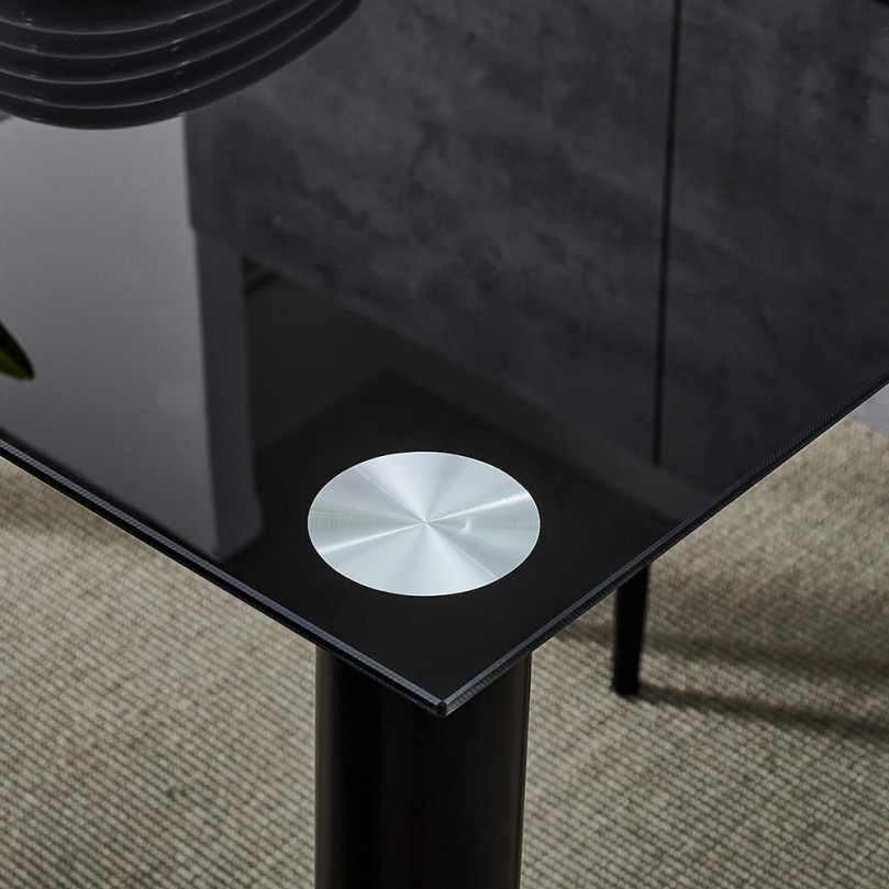Remotion Black Glass Dining Table Set for 4,120cm Table Remotion Black Glass Dining Table Set for 4,120cm Table