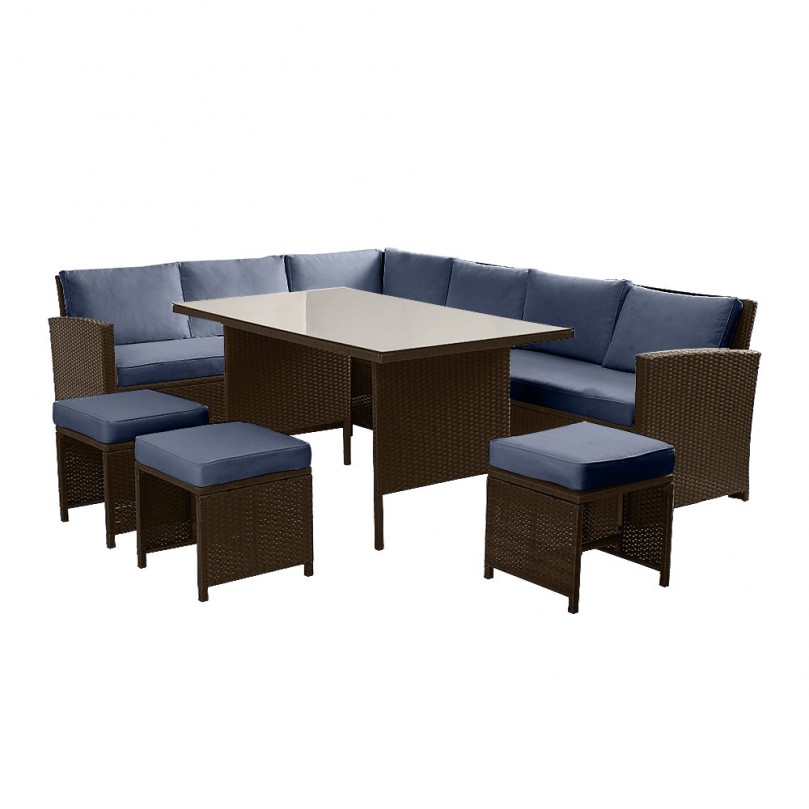 Rattan Outdoor Garden Furniture Set 9 Seater Outdoor Corner Lounge Sofa Set Coffee Dining Table Stool Bench Conservatory Patio Rattan Outdoor Garden Furniture Set 9 Seater Outdoor Corner Lounge Sofa Set Coffee Dining Table Stool Bench Conservatory Patio