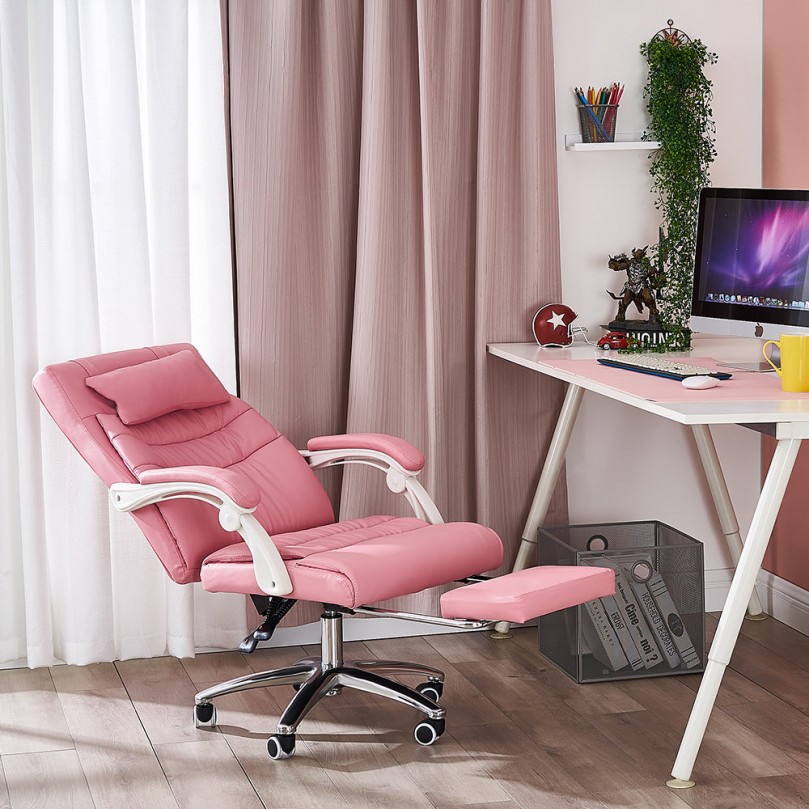 Faux Leather Modern Office Chair with Footrest Faux Leather Modern Office Chair with Footrest