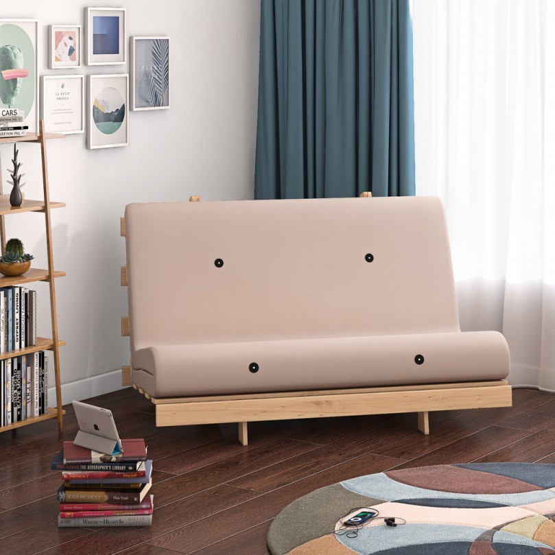 Solid Pine Wooden Frame Wooden Futon Set Small Recliner Chair for Children Teenagers Adults with Mattress Solid Pine Wooden Frame Wooden Futon Set Small Recliner Chair for Children Teenagers Adults with Mattress