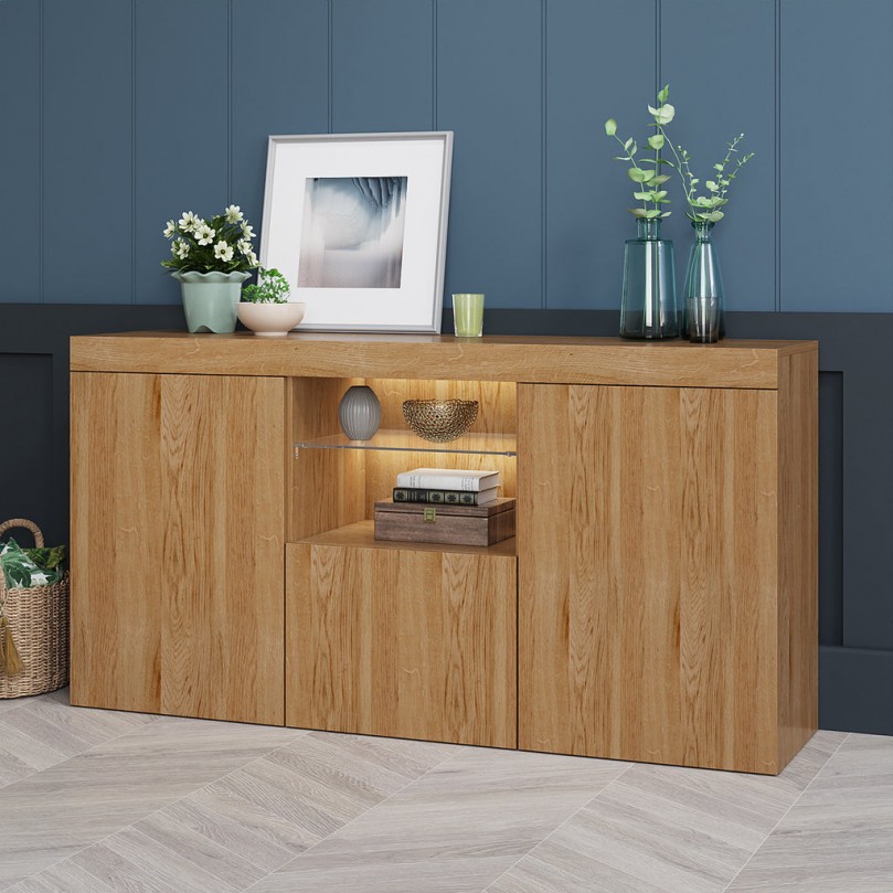 Sideboard Modern Living Room Cupboard Unit Cabinet Furniture LxDxH 53.15x13.39x27.56'' Oak Color Sideboard Modern Living Room Cupboard Unit Cabinet Furniture LxDxH 53.15x13.39x27.56'' Oak Color