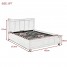 Gaslift Fabric Wood Bed Frame with Storage Ottoman Double Bed Light Grey