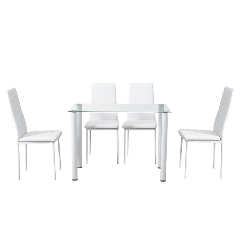 Neville Glass Dining Table Set for 4