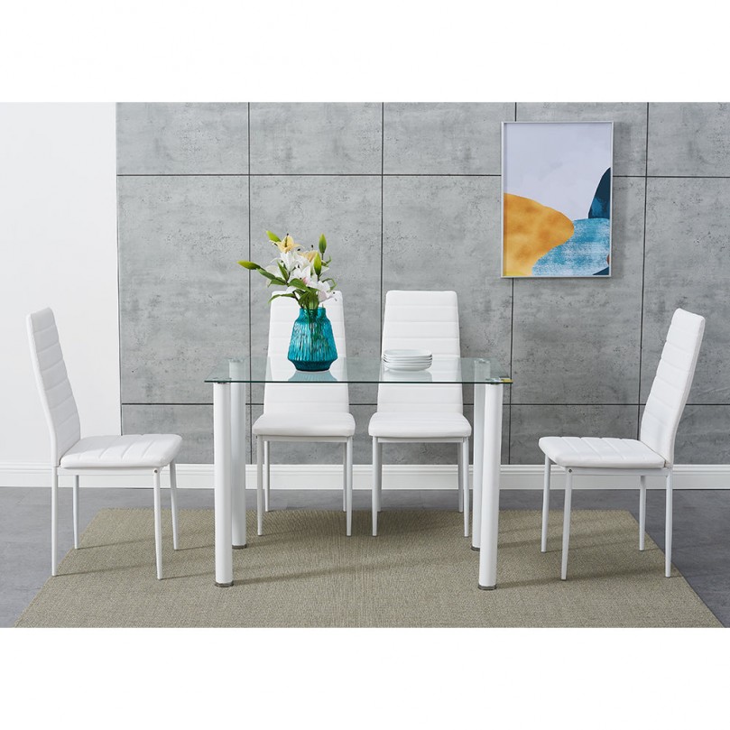 Neville Glass Dining Table Set for 4 Neville Glass Dining Table Set for 4