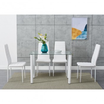 Endust Glass Kitchen Table Chairs Set of 4 , 105cm