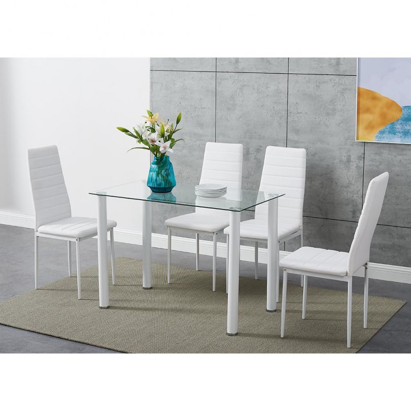 Endust Glass Kitchen Table Chairs Set of 4 , 105cm - Custom Alt by Opencart SEO Pack PRO