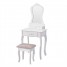 Modern white dressing table set with oval mirror stool