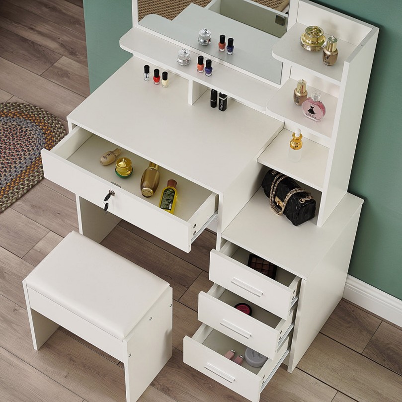 Agatha Table Set with Drawers and Stool Agatha Table Set with Drawers and Stool