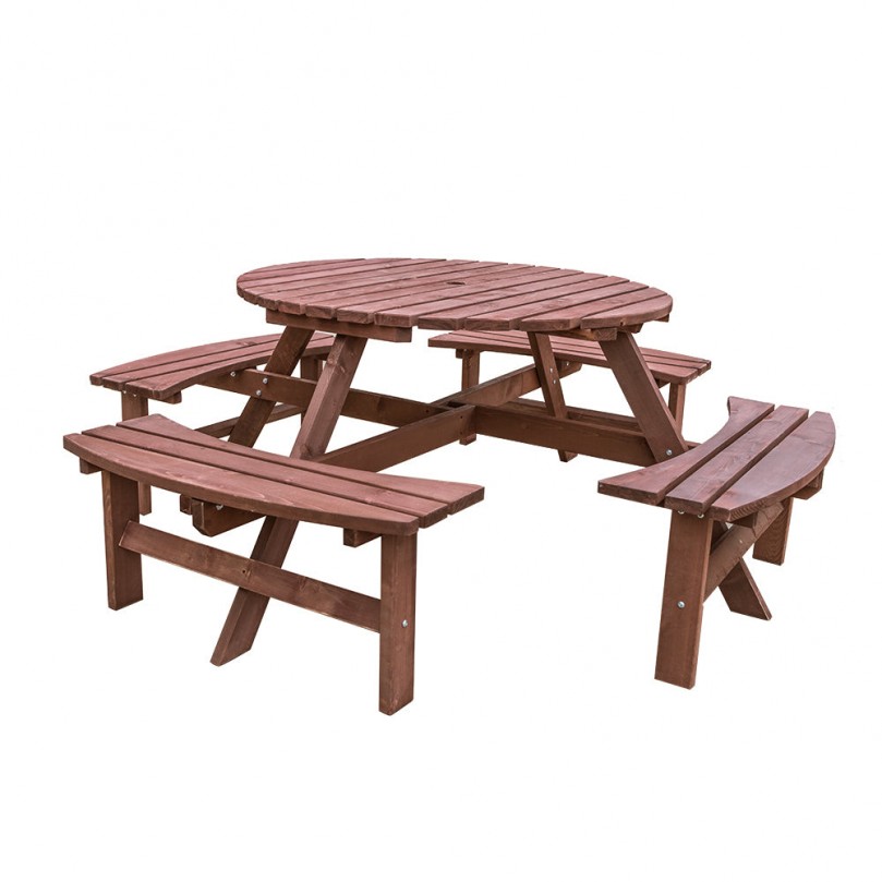 Round Wooden 8 Seater Picnic Table Round Wooden 8 Seater Picnic Table