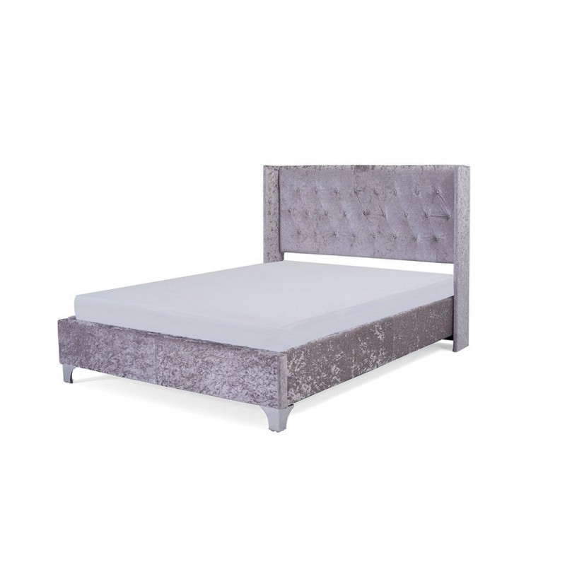 Diamanté Silver Crushed Velvet Bed Frame Diamanté Silver Crushed Velvet Bed Frame - Custom Alt by Opencart SEO Pack PRO
