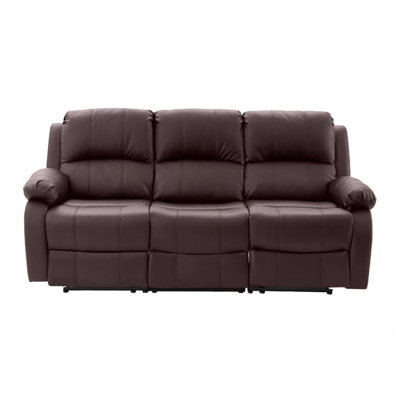 Leather Reclining Sofa 3 Seater Recliner