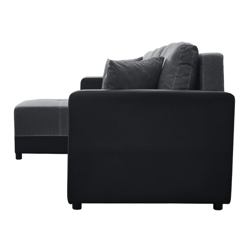 Grey and Black Pull-Out Corner Sofa Bed with Storage Grey and Black Pull-Out Corner Sofa Bed with Storage