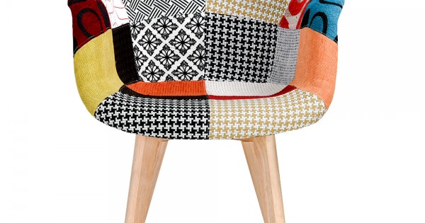 Panana Retro Patchwork Chair Fabric Dining Lounge Chairs 1x Armless chairs only 