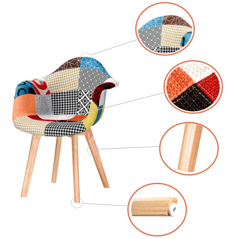 Aalishaan Patchwork Dining Chair with 100% wood legs Aalishaan Patchwork Dining Chair with 100% wood legs