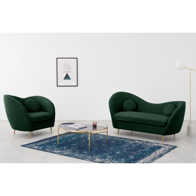 Panana 2 seater sofa, woven fabric in forest green JSJ Panana 2 seater sofa, woven fabric in forest green JSJ
