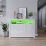 LED Display Sideboards Matt Body & High Gloss Fronts 3 Door Cabinet with Storage Shelf for Living Dining Room Hallway W 130 x D 35 x H 95cm