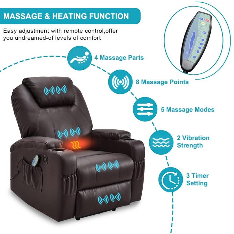 Electric Recliner Lift Chairs For Elderly Sofa Bond Leather Recliner Armchairs Reclining Chairs For Living Room Lounge Massage Chair Heat Cinema Recliner