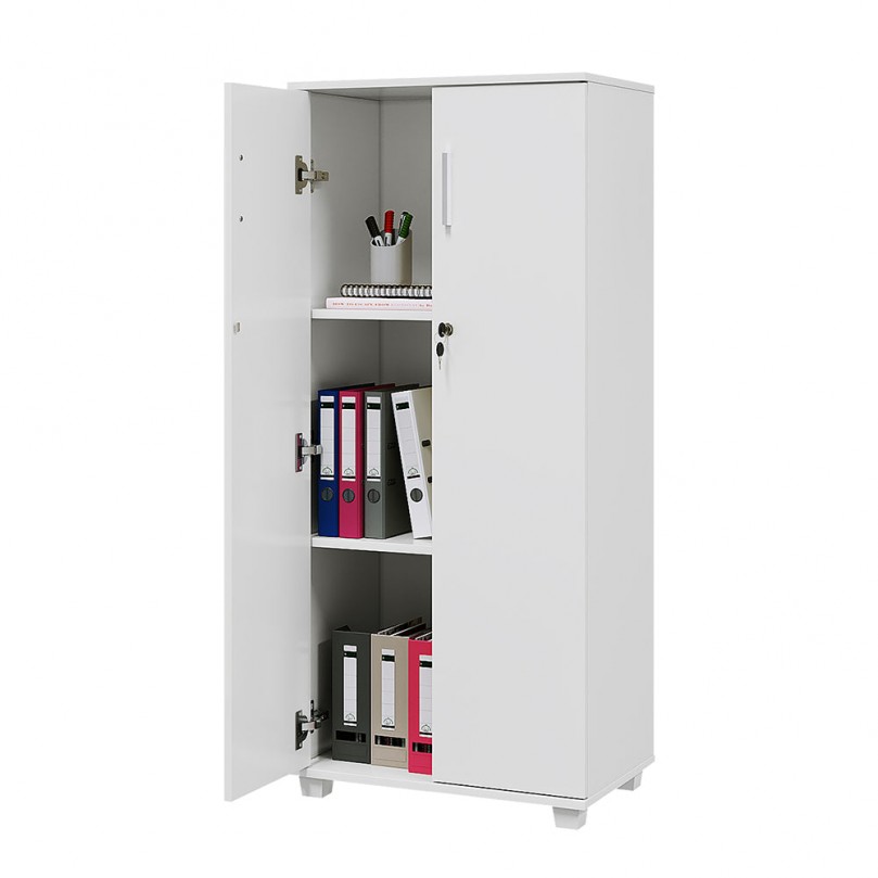 Panana Office Cupboard 2 Doors Metal Lockable Storage File Cabinet Adjustable Shelves Bookcase Storage Unit Black 