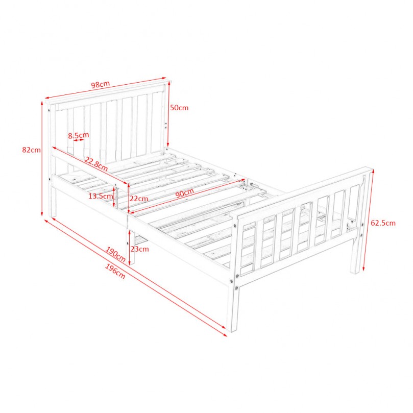 Granite Single Solid Wood Bed Frame - Custom Alt by Opencart SEO Pack PRO