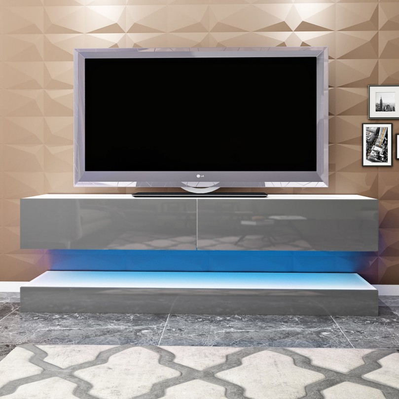 Floating Hanging Style TV Cabinet with 16 Color LED Light, Modern Wall Storage Cabinet TV Stand Floating Hanging Style TV Cabinet with 16 Color LED Light, Modern Wall Storage Cabinet TV Stand