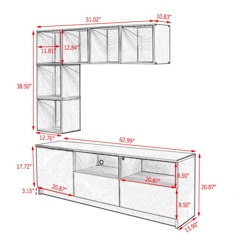 Nastenka TV Unit with Wall Mount Shelf Nastenka TV Unit with Wall Mount Shelf