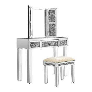 Triplis Mirrored Dressing Table with Storage