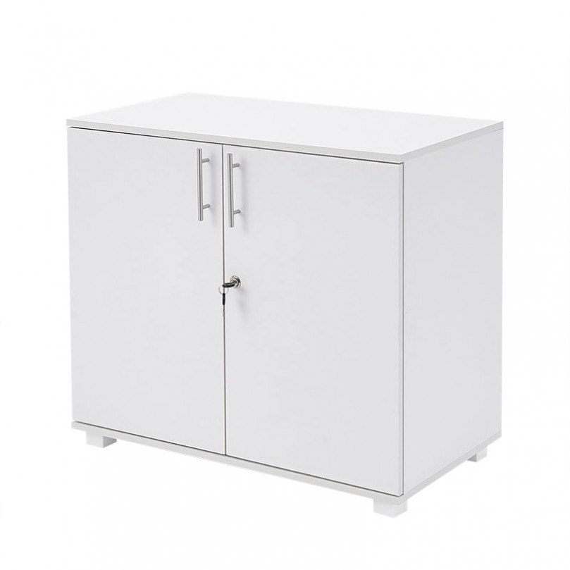 Panana White Desk High Cupboard Lockable Double Doors 2 Adjustable Shelves Storage Office File Cabinet YX017 4-shelf 