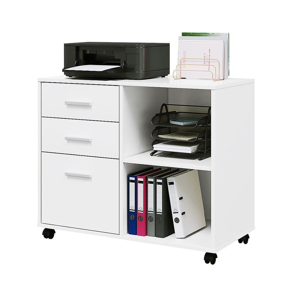 Panana Mobile File Cabinet with 3 Drawers Under Desk Pedestal Container Lockable All-Steel Filing Storage Cabinet Documents Cupboard for Office and Home Fully Assembled Except Casters White+Yellow 