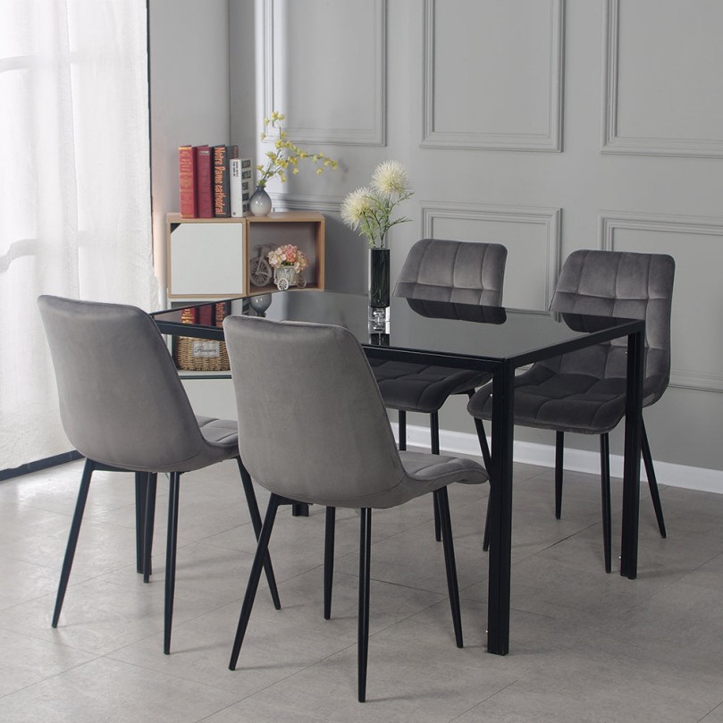 Robutt Dark Grey Velvet Dining Chairs Set of 2/4 Robutt Dark Grey Velvet Dining Chairs Set of 2/4 - Custom Alt by Opencart SEO Pack PRO