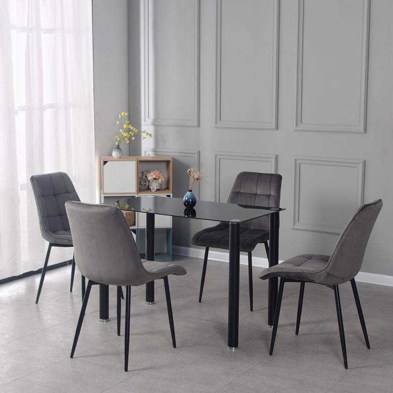 Robutt Dark Grey Velvet Dining Chairs Set of 2/4 Robutt Dark Grey Velvet Dining Chairs Set of 2/4 - Custom Alt by Opencart SEO Pack PRO