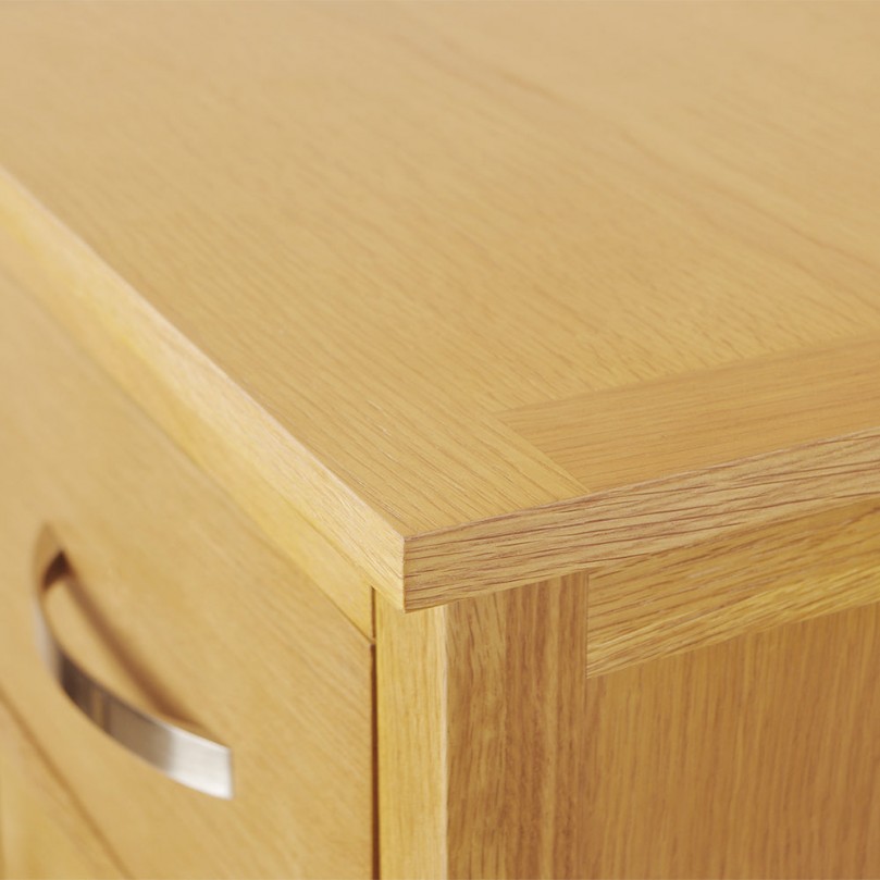Oak Slim Tallboy Chest of 5 Drawers with Metal Handles - Custom Alt by Opencart SEO Pack PRO