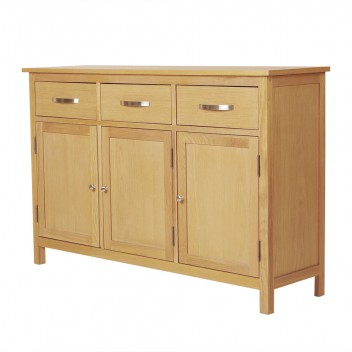 Large Solid Oak Sideboard Cabinet with 3 doors and 3 drawers