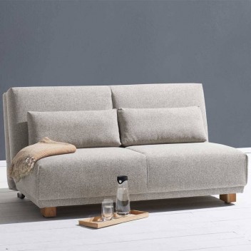 Panana Folding Fabric Sofa in Beige Gray 2 seat with 40 cm seat height JSJ