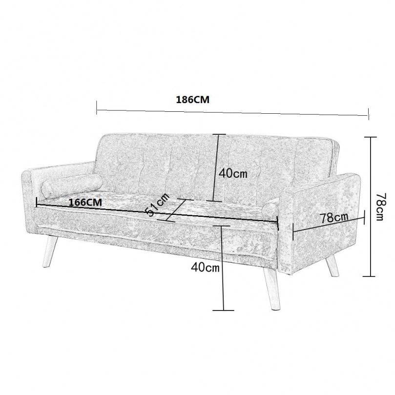 Silkia 3 Seater Velvet Click-Clack Sofa Bed